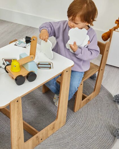 Minera Wooden Children's Table and 2 Chairs, Children's Study, Game 2-4 Years