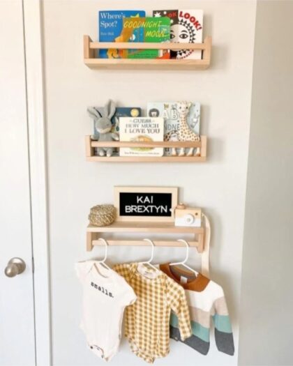 50 cm 3wooden  shelves- Montessori Bookcase- Kids Baby Room Wall Shelf