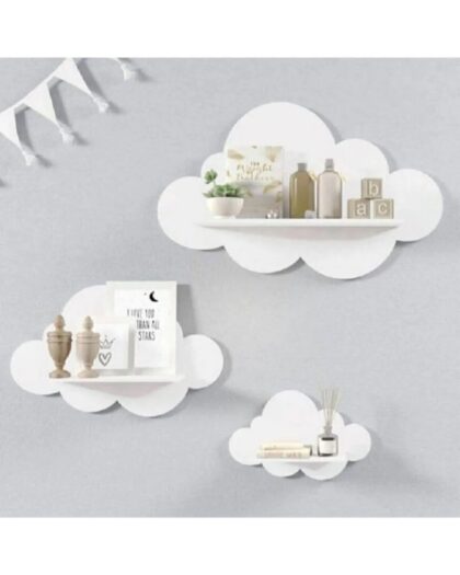 3 Piece White Cloud Shelf Set Children's Room Accessory Decoration Wall Shelf