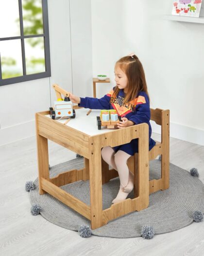 Minera Wooden Children's Play Activity Table and 1Chair Study Desk 4-6 Years Old