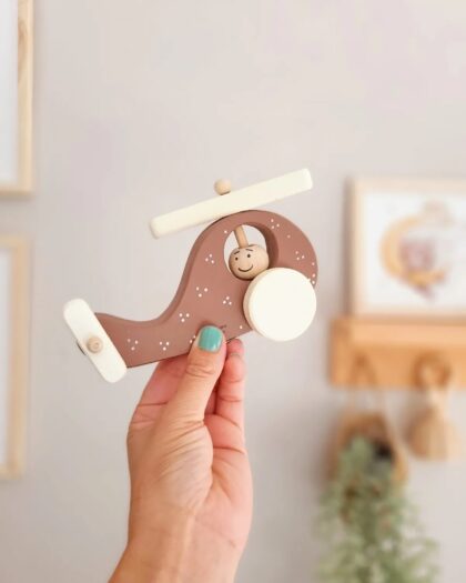 Wooden Toy Helicopter- Wheel Toy - Wooden Decorative Toy