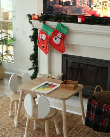 Set of Bunny 2 Chairs and Wooden Table