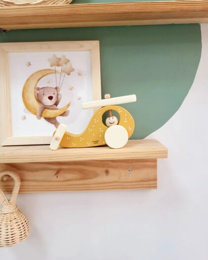 Wooden Toy Helicopter- Wheel Toy - Wooden Decorative Toy