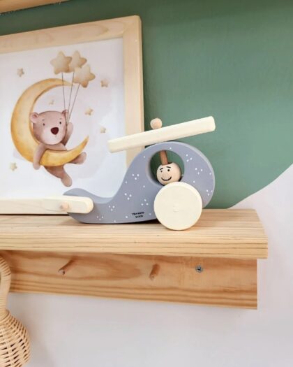 Wooden Toy Helicopter- Wheel Toy - Wooden Decorative Toy