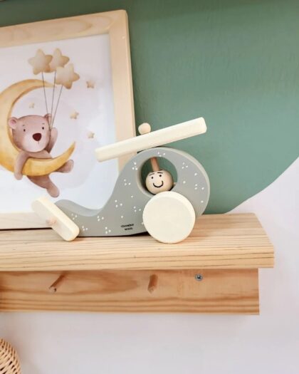 Wooden Toy Helicopter- Wheel Toy - Wooden Decorative Toy