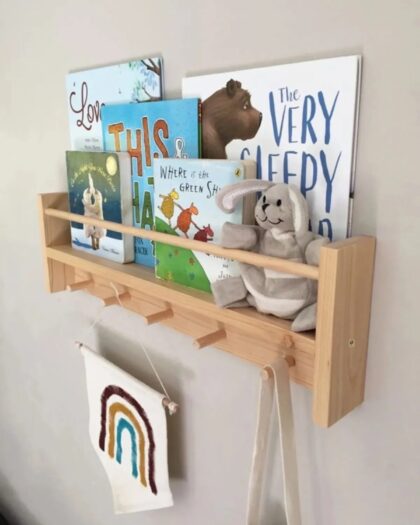 Wooden Baby Children's Room Clothes Hanger with Shelf 50cm
