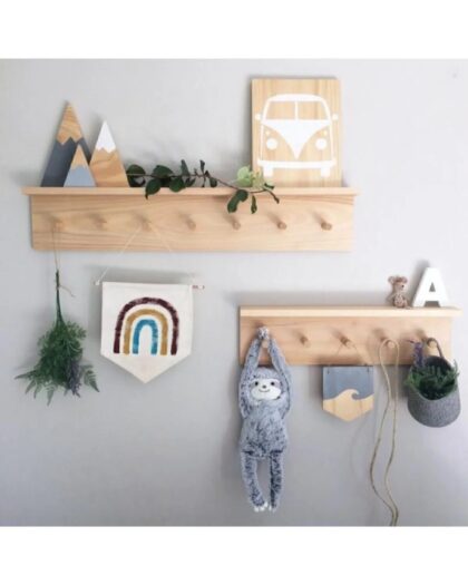 Wooden Shelf Wall Hanger 2 Pieces 70cm&50cm