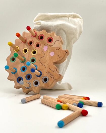 Montessori Educational Wooden Toy – Colorful Wooden Baby Hedgehog Toy