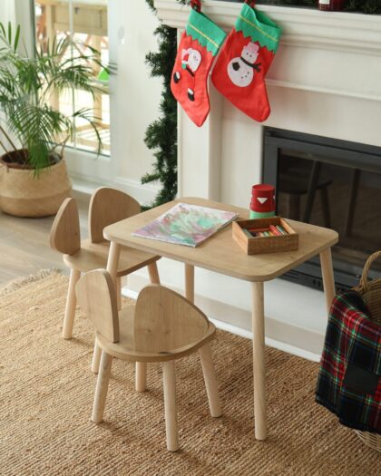 Set of Mickey 2 Chairs and Wooden Table