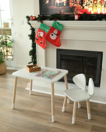 Set of Mickey White Chair and White Table