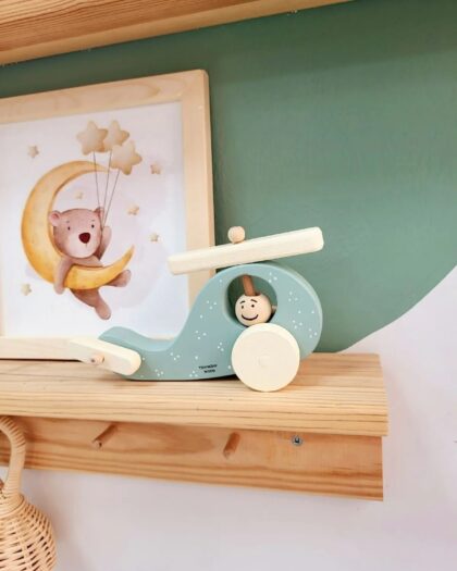 Wooden Toy Helicopter- Wheel Toy - Wooden Decorative Toy