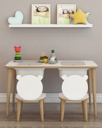 Set of Sensory Table and 2 Bear Chiars