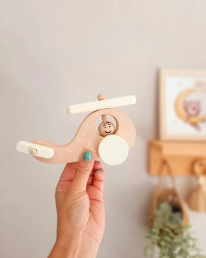 Wooden Toy Helicopter- Wheel Toy - Wooden Decorative Toy