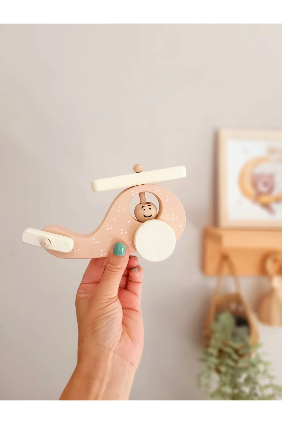 Wooden Toy Helicopter- Wheel Toy - Wooden Decorative Toy
