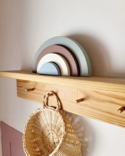 Waldorf Rainbow Wooden Toy- Decor Montessori Handmade Fun Toy