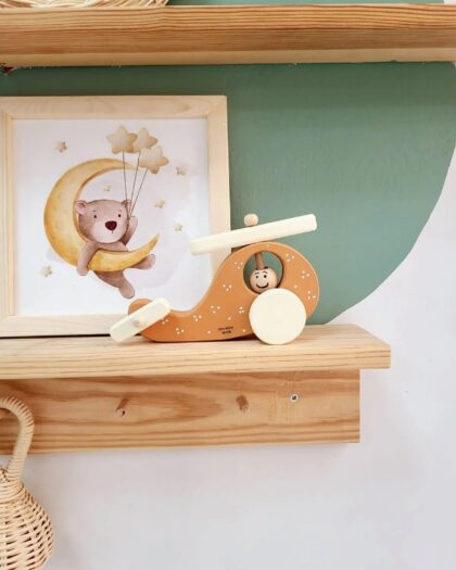 Wooden Toy Helicopter- Wheel Toy - Wooden Decorative Toy