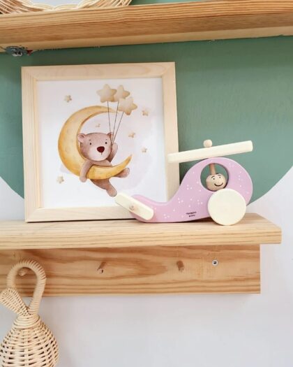 Wooden Toy Helicopter- Wheel Toy - Wooden Decorative Toy