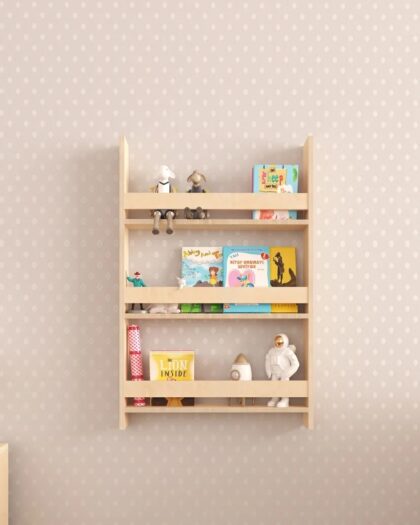 Montessori Style Wall Bookcase Natural Wood