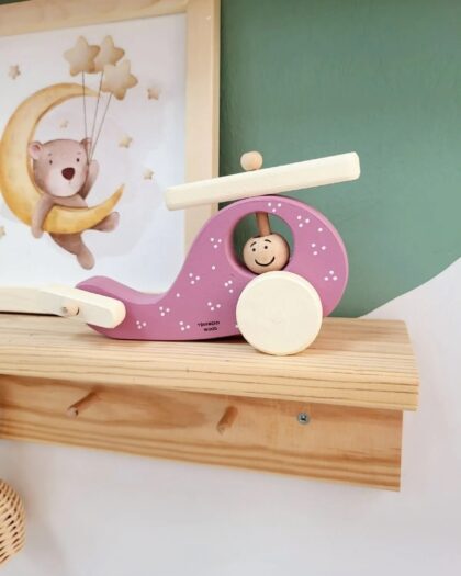 Wooden Toy Helicopter- Wheel Toy - Wooden Decorative Toy