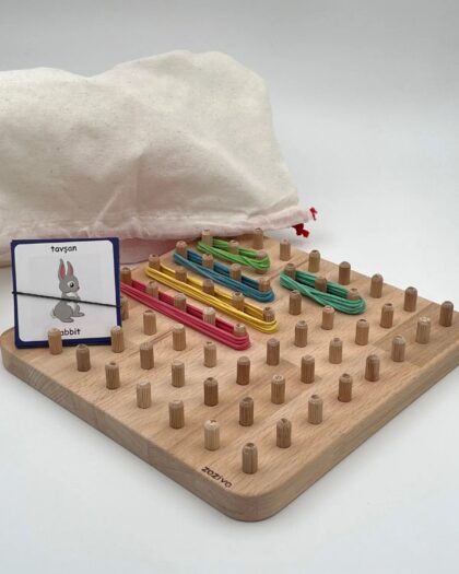 Montessori Educational Wooden Toy – Geoboard / Rubber Band Toy