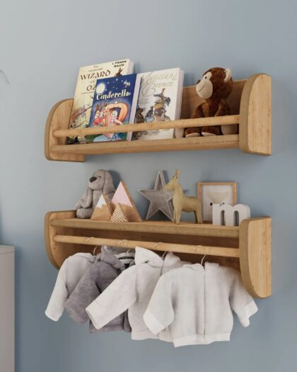 Montessori Double Multi-Purpose Decorative Wall Shelf - Sapphire Oak