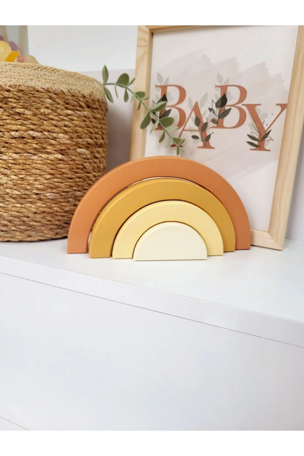 Waldorf Rainbow Wooden Toy- Decor Montessori Handmade Fun Toy