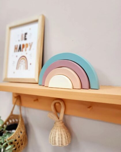 Waldorf Rainbow Wooden Toy- Decor Montessori Handmade Fun Toy