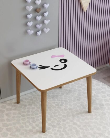 Wooden White Children's Table 50x50 -Children's Play Table- Children's Activity Table- Study Table