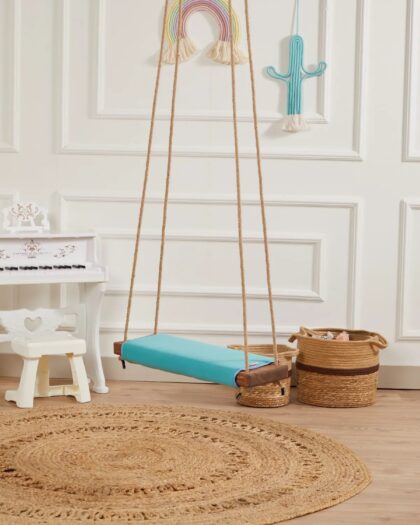 Picnic-Home- Garden Usable Blue Classic Wooden Swing
