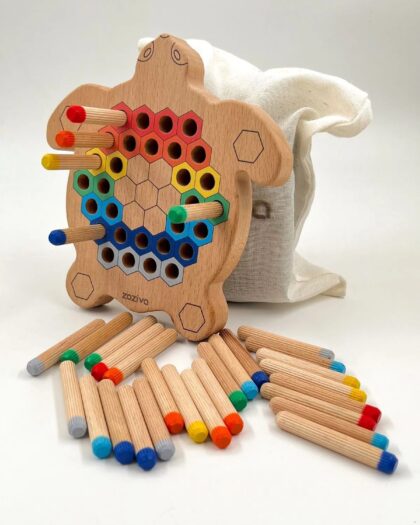 Montessori Educational Wooden Toy – Colorful Wooden Turtle Toy