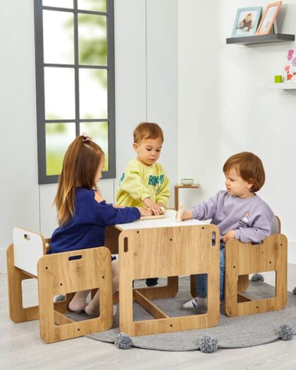 Minera Wooden Children's Play Activity Table  and 2 Chair Study Table Set 2-4 Years