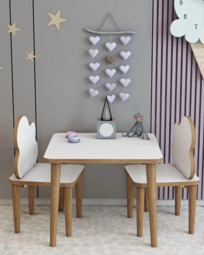 Write-erase Surface Wooden Children's Table and 2Chair Set-Children's Play Table-Activity Table-Study Table