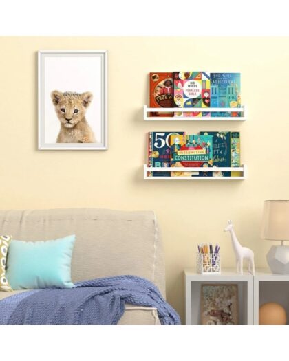 Children's Room-Wall Shelf, White-Single Piece-50 cm