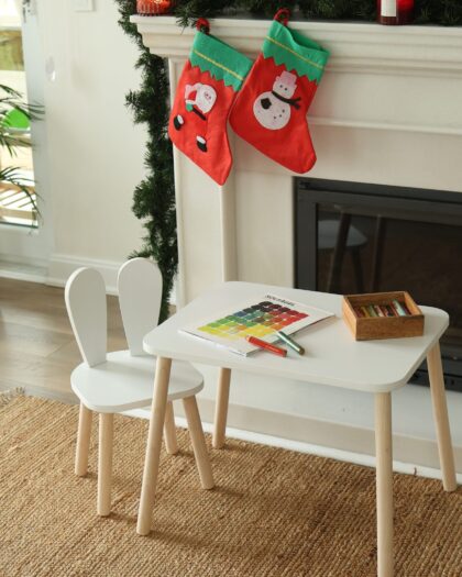 Set of White Chair and White Table