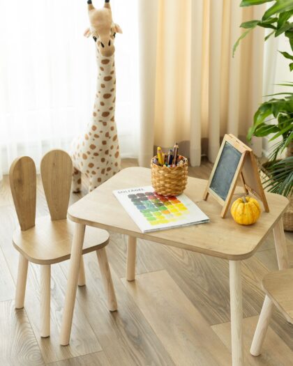Set of Wooden Chair and Wooden Table