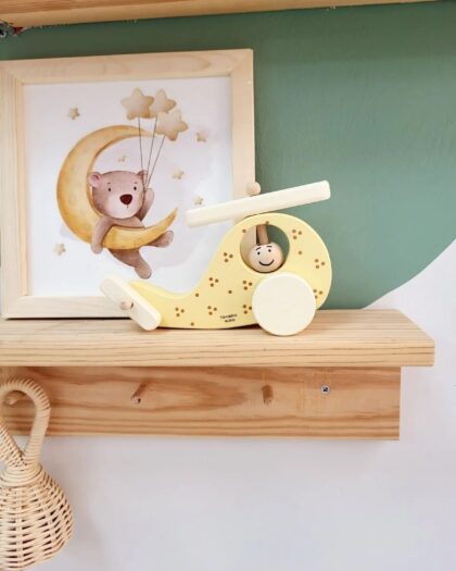 Wooden Toy Helicopter- Wheel Toy - Wooden Decorative Toy