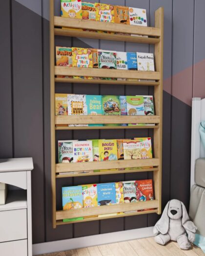 Montessori 5 Shelf  Children's Bookshef- Sapphire Oak