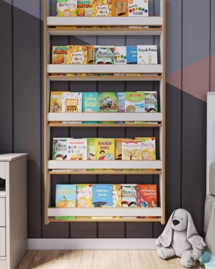 Montessori 5-Shelf Children's Bookcase White